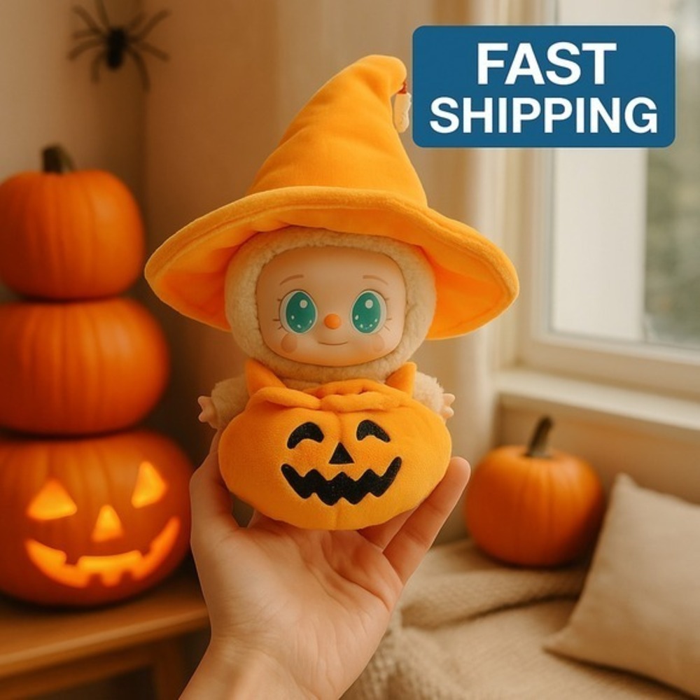 17cm Kawaii Labubu Doll Clothes Pumpkin Outfit‎ Set Christmas Gift for EXO Fans
